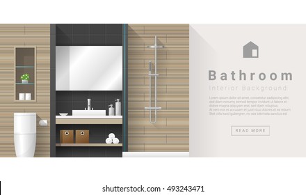 Interior design Modern bathroom background , vector, illustration