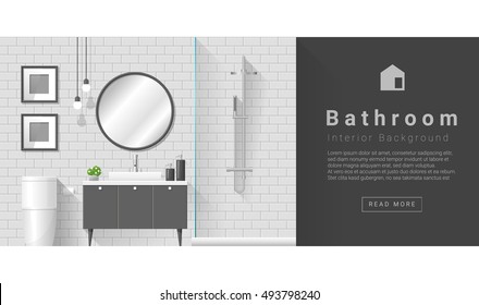 Interior design Modern bathroom background , vector, illustration