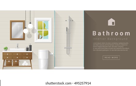 Interior design Modern bathroom background , vector, illustration