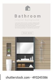 Interior design Modern bathroom banner , vector, illustration