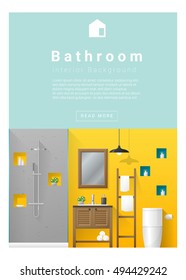 Interior design Modern bathroom banner , vector, illustration