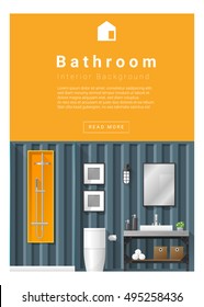 Interior design Modern bathroom banner , vector, illustration