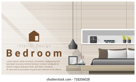 Interior design with Modern bedroom background , vector , illustration