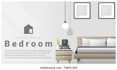 Interior design with Modern bedroom background , vector , illustration