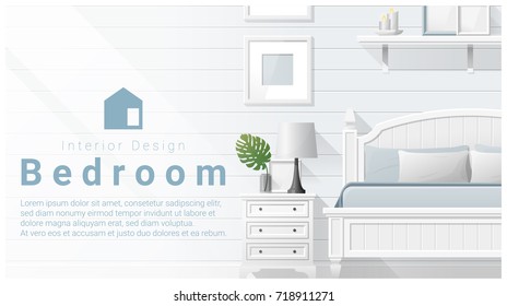 Interior design with Modern bedroom background , vector , illustration