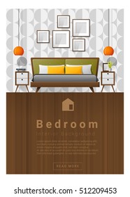 Interior design Modern bedroom banner , vector, illustration