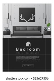 Interior design Modern bedroom banner , vector, illustration