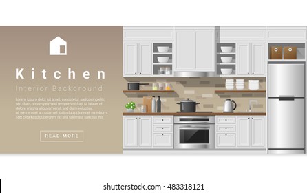 Interior design Modern kitchen background , vector, illustration