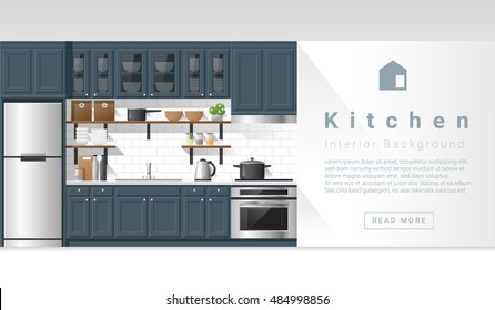 Interior design Modern kitchen background , vector, illustration