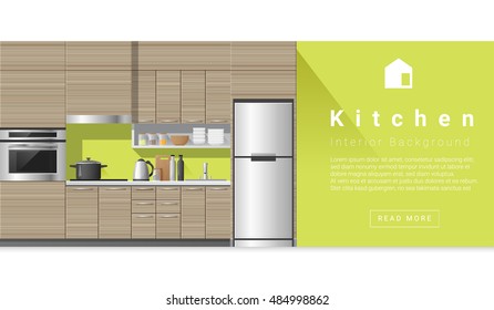 Interior design Modern kitchen background , vector, illustration