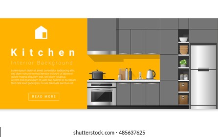 Interior design Modern kitchen background , vector, illustration