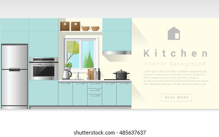 Interior design Modern kitchen background , vector, illustration