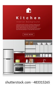 Interior design Modern kitchen banner , vector, illustration