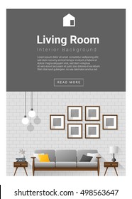 Interior design Modern living room banner , vector, illustration