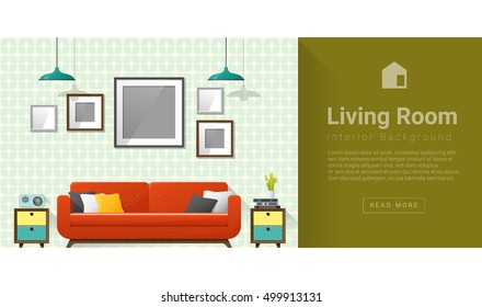 Interior design Modern living room background , vector, illustration