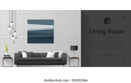 Interior design Modern living room background , vector, illustration