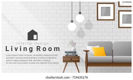 Diseño interior con fondo moderno de salón , vectorial , ilustración