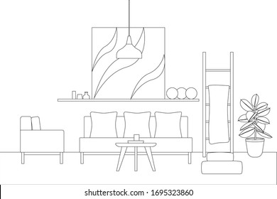 Interior Design in Modern Style, Vector
