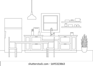 Interior Design in Modern Style, Vector