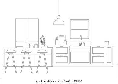 Interior Design in Modern Style, Vector