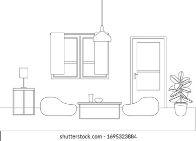 Interior Design in Modern Style, Vector