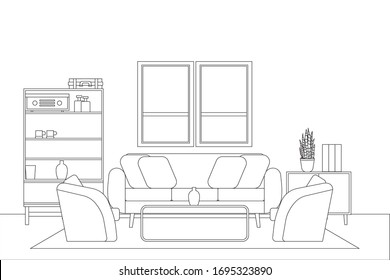 Interior Design in Modern Style, Vector