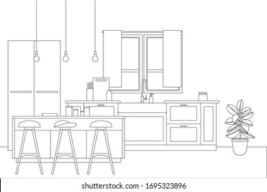 Interior Design in Modern Style, Vector