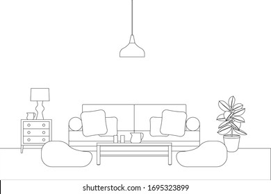Interior Design in Modern Style, Vector