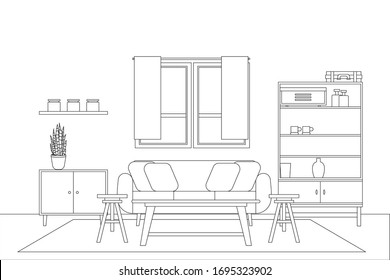 Interior Design in Modern Style, Vector