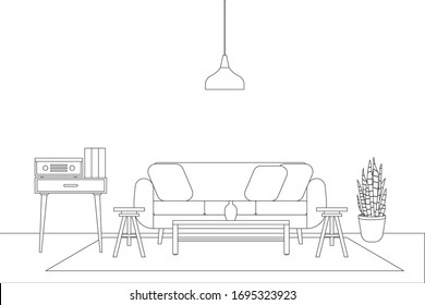 Interior Design in Modern Style, Vector