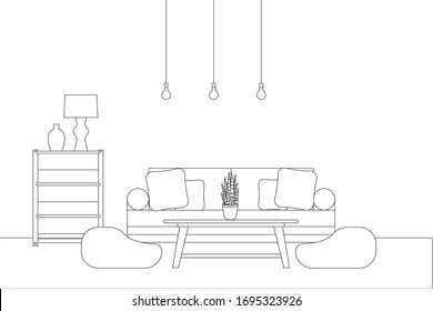 Interior Design in Modern Style, Vector
