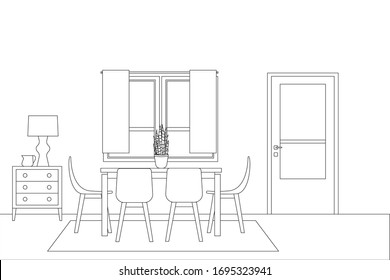 Interior Design in Modern Style, Vector