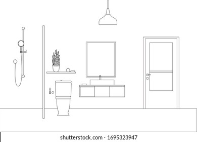 Interior Design in Modern Style, Vector