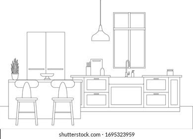 Interior Design in Modern Style, Vector