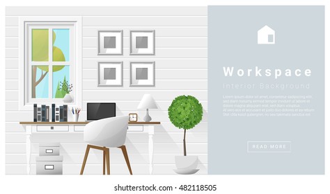 Innendesign Moderner Arbeitsbereich, Vektorgrafik