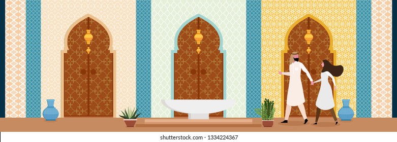 The interior design in oriental style turkish arabian or indian living room