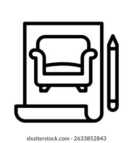 Interior Design Outline bold Vector Icon which can be easily modified or Edited 
