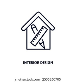 interior design outline icon.  Thin line icon from construction collection. Editable vector isolated on white background