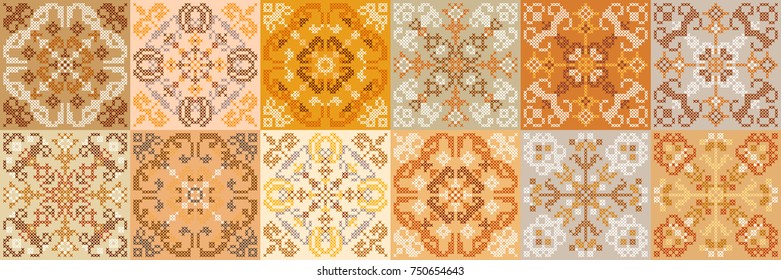 Interior Design Pattern in Oriental Style. Embroidered Ornament.