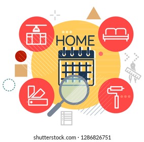 Interior Design Planning and Schedule - Illustration as EPS 10 File