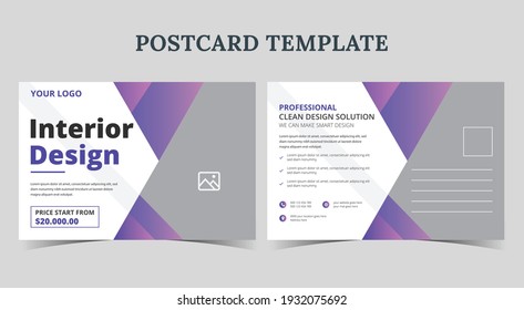 Postal de diseño interior, plantilla de postal inmobiliaria