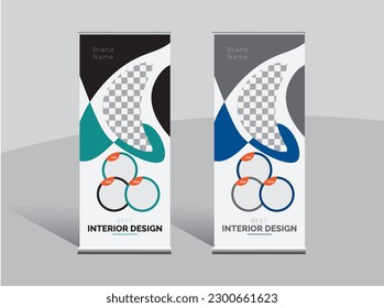 Interior Design Roll Up Banner template, stand design, display stand Design.