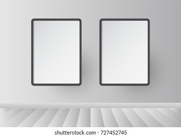 Interior design for room in gray and white tone with mock up board.