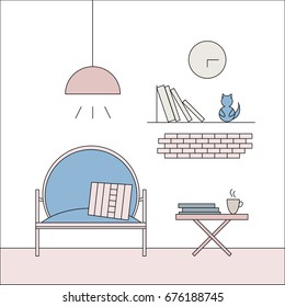 Interior Design in Scandinavian style. Simple and modern. Minimalism in House Design. 