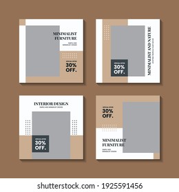 Interior design social media post template collection