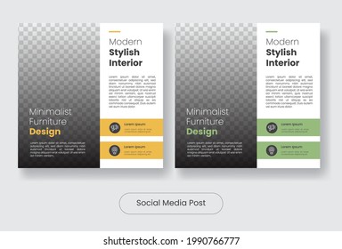 Innendesign Social Media Post Banner Template Set. Vektorgrafik EPS10
