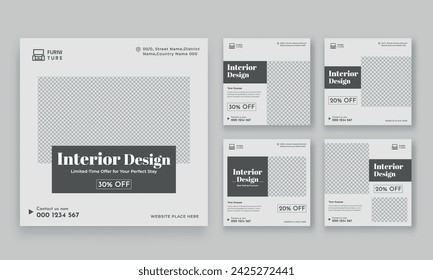 Diseño de interiores Social Media Plantilla de publicación y redes sociales