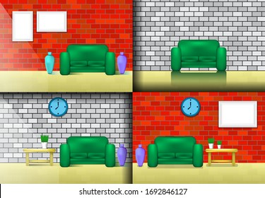 Design-Vorlage , Sofa-grüne Vektorillustration Illustration 3D-Hintergrund-Dekoration
