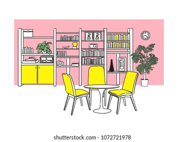 interior design vector illustration. hand drawn furniture. 