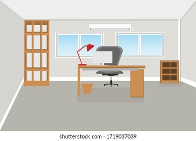 Ilustración vectorial de diseño interior de una oficina